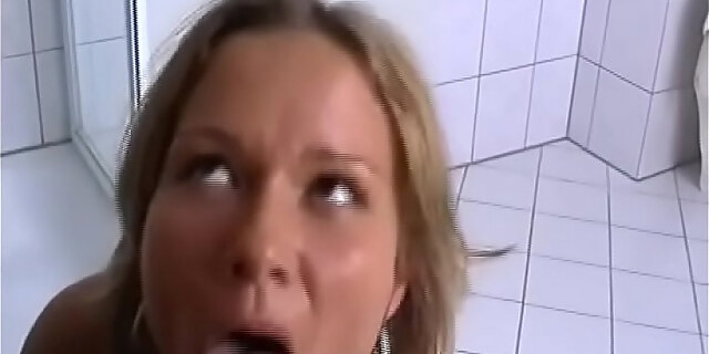 bathroom,blonde,polish,slut,threesome